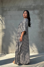 Mala Handworks Luna Lattice Kaftan in Black and Gray