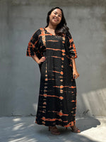 Olivia Black and Orange Tie Dye Kaftan front view