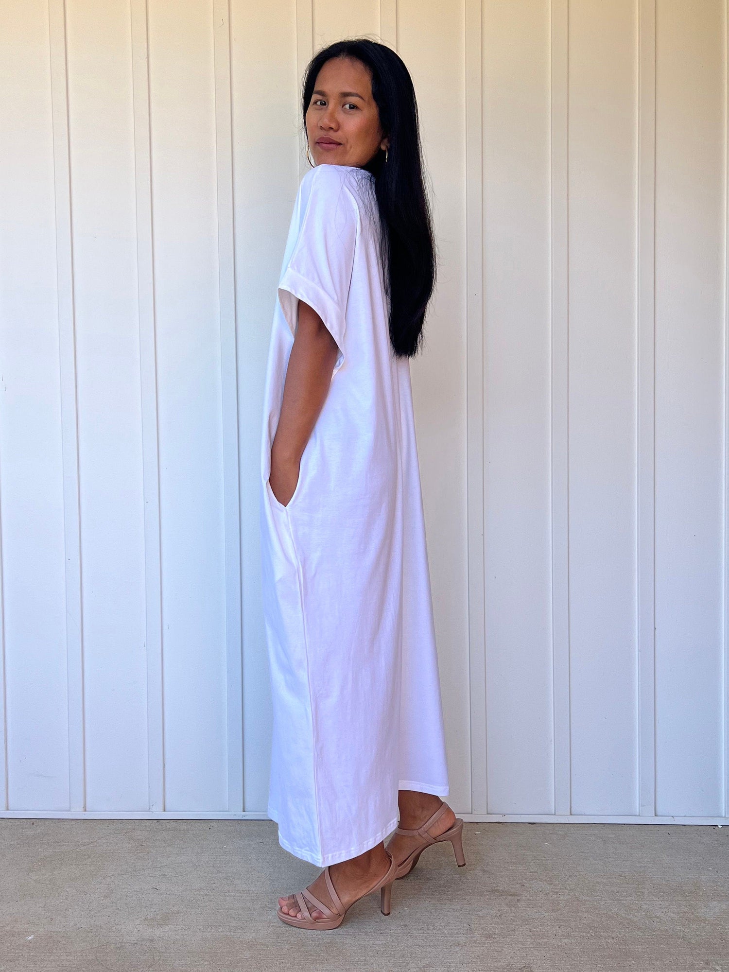 Alice Jersey Cotton Kaftan in White