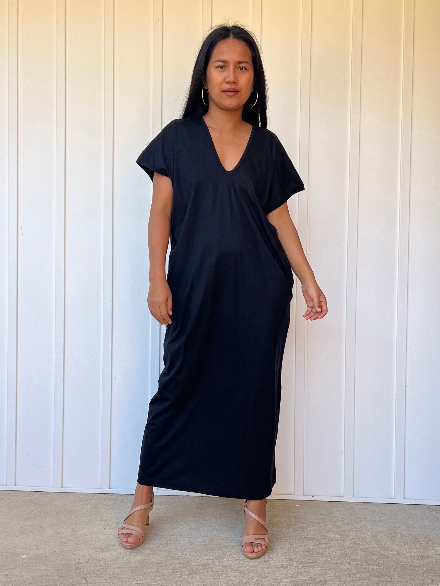 Alisa Petite Cotton Kaftan in Black