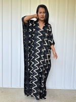 Mala Handworks Luna Chevron Kaftan in Black