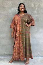 Olivia Olive and Apricot Tie Dye Kaftan front view