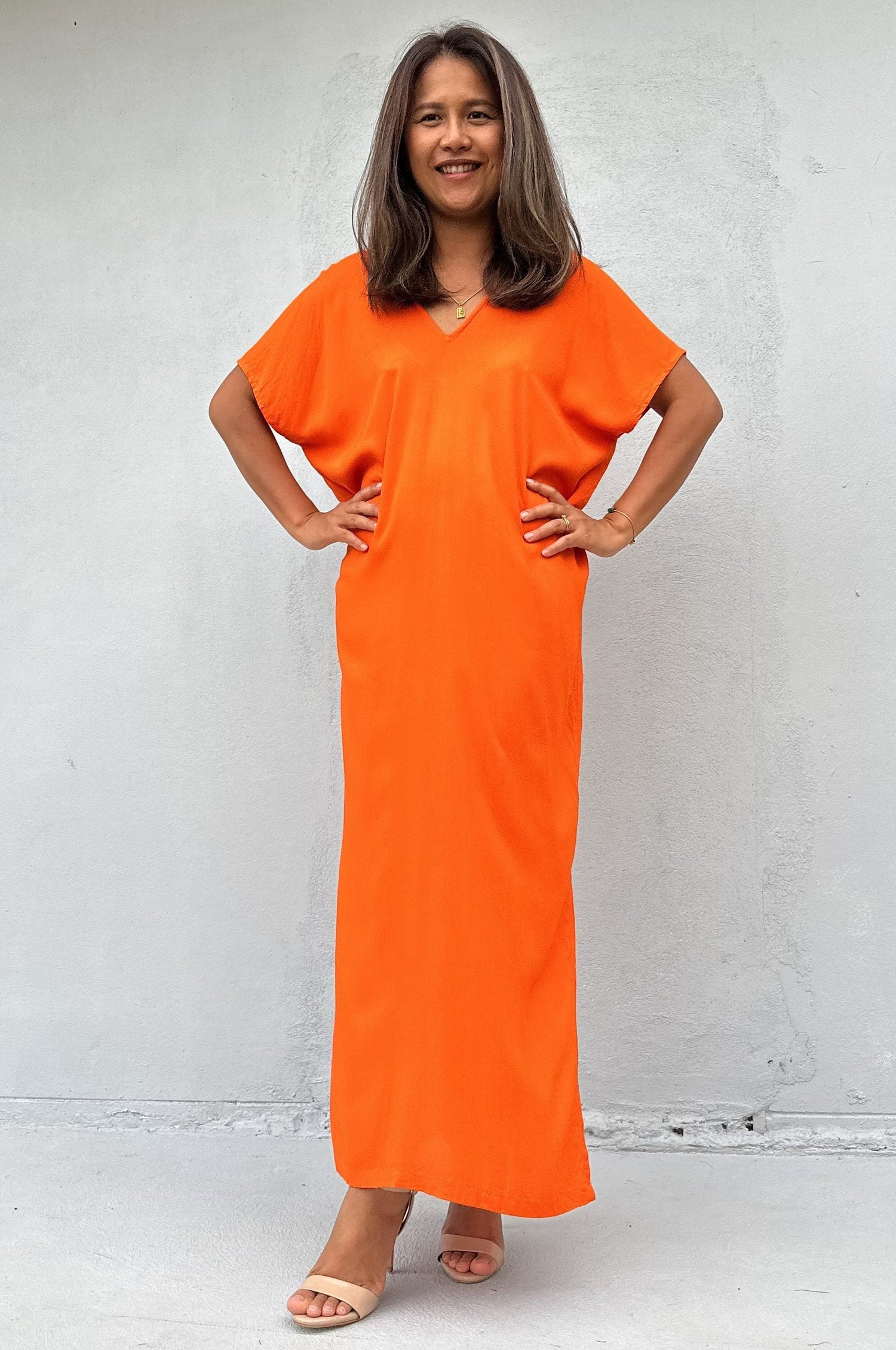 Callie Petite Kaftan in Tangerine
