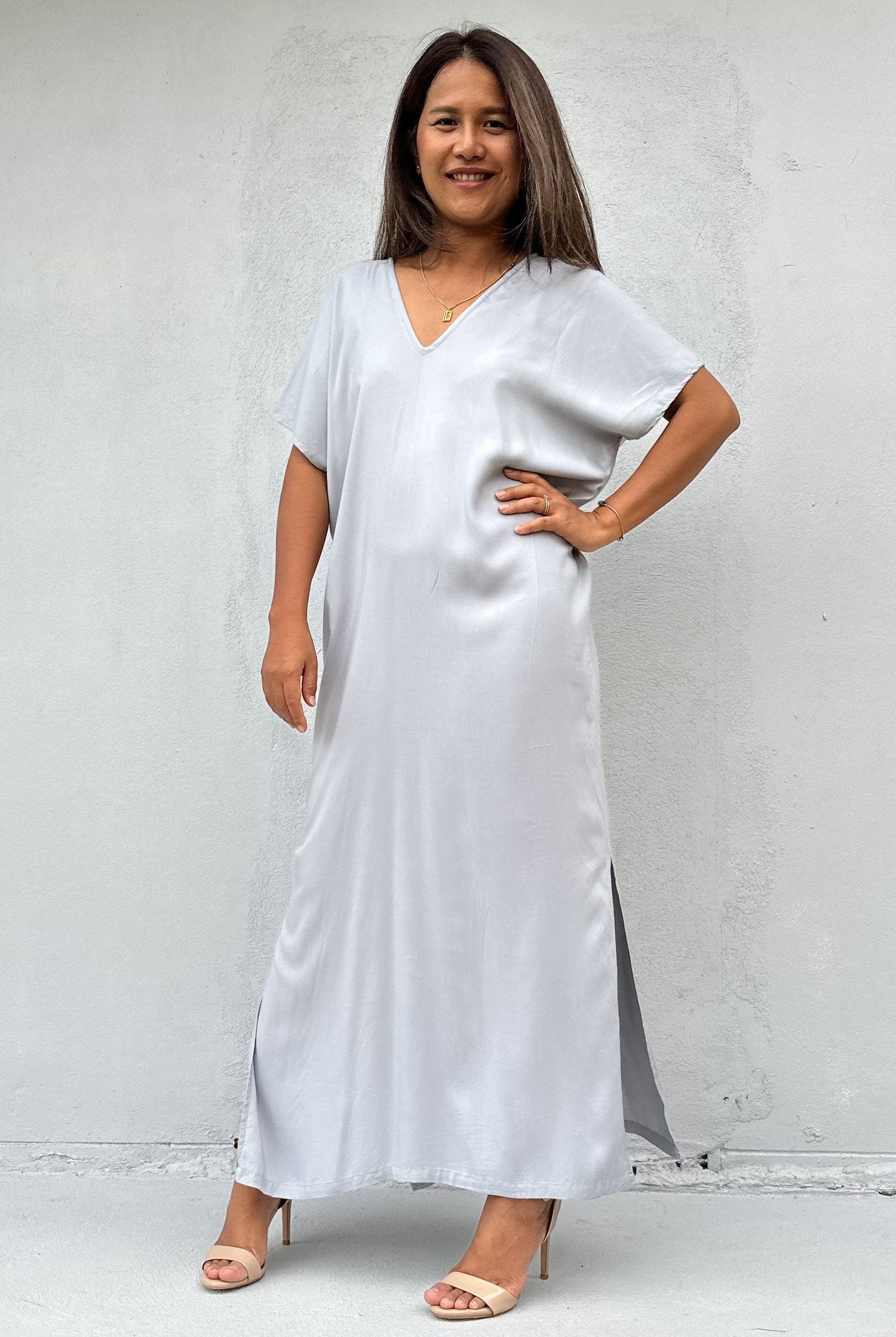Callie Petite Kaftan in Silver