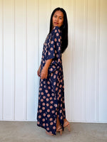 Mala Handworks Luna Polka Dot Kaftan in Navy and Pink