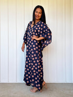Mala Handworks Luna Polka Dot Kaftan in Navy and Pink