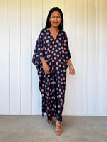 Mala Handworks Luna Polka Dot Kaftan in Navy and Pink