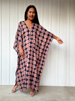 Mala Handworks Luna Coin Dot Kaftan in Navy