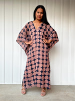 Mala Handworks Luna Coin Dot Kaftan in Navy