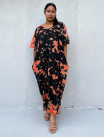 Mala Handworks Alisa Cotton Kaftan in Black & Orange Tie Dye