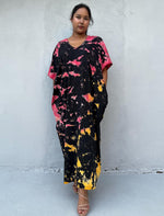 Mala Handworks Alisa Cotton Kaftan in Black Rainbow Tie Dye