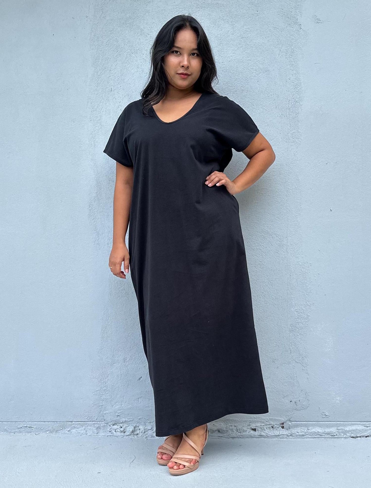 Alisa Petite Cotton Kaftan in Black
