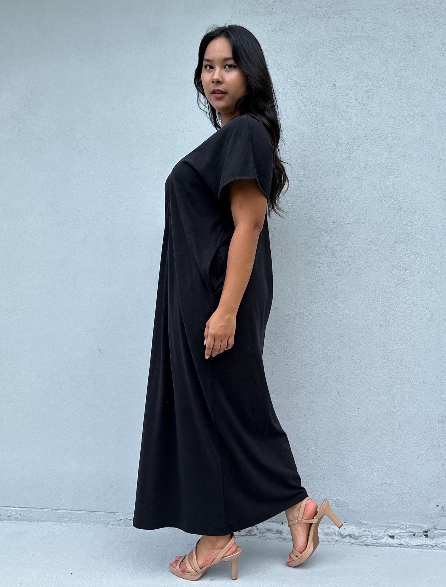 Alisa Petite Cotton Kaftan in Black