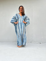 Amina Blue Striped Kaftan front view