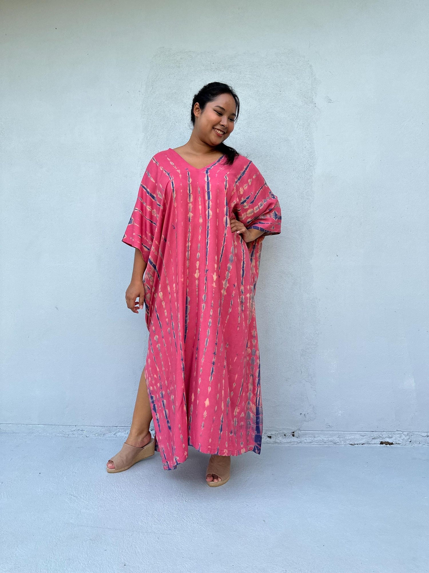 Camila Kaftan in Fuchsia & Blue Tie Dye