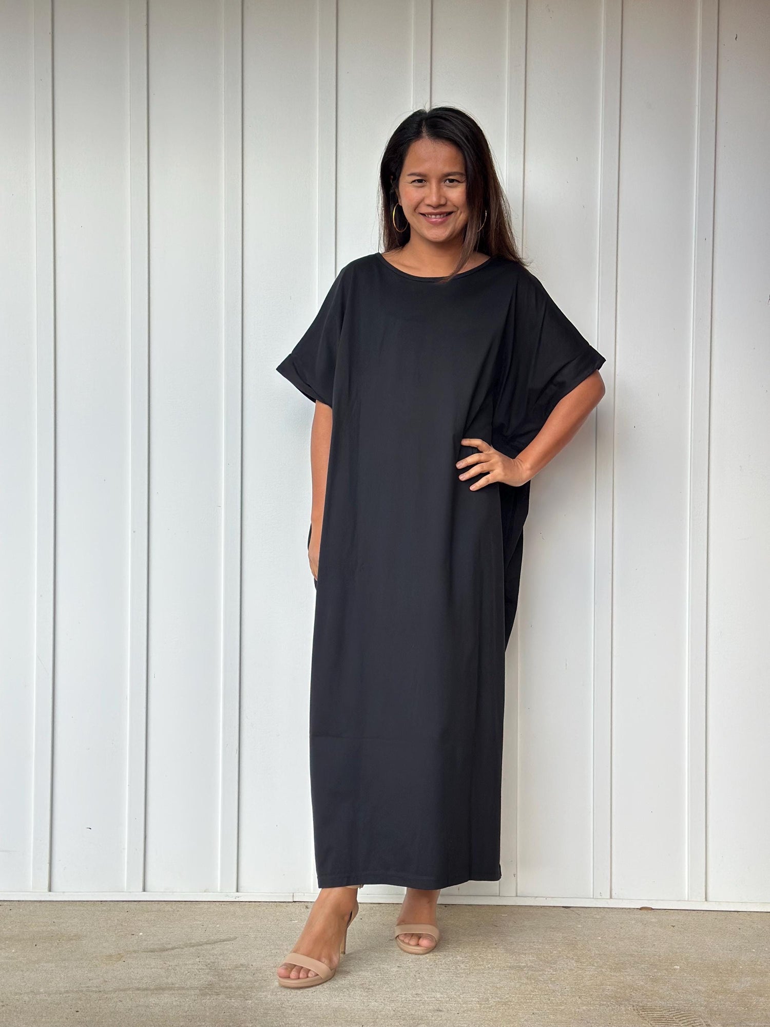 Alice Jersey Cotton Kaftan in Black