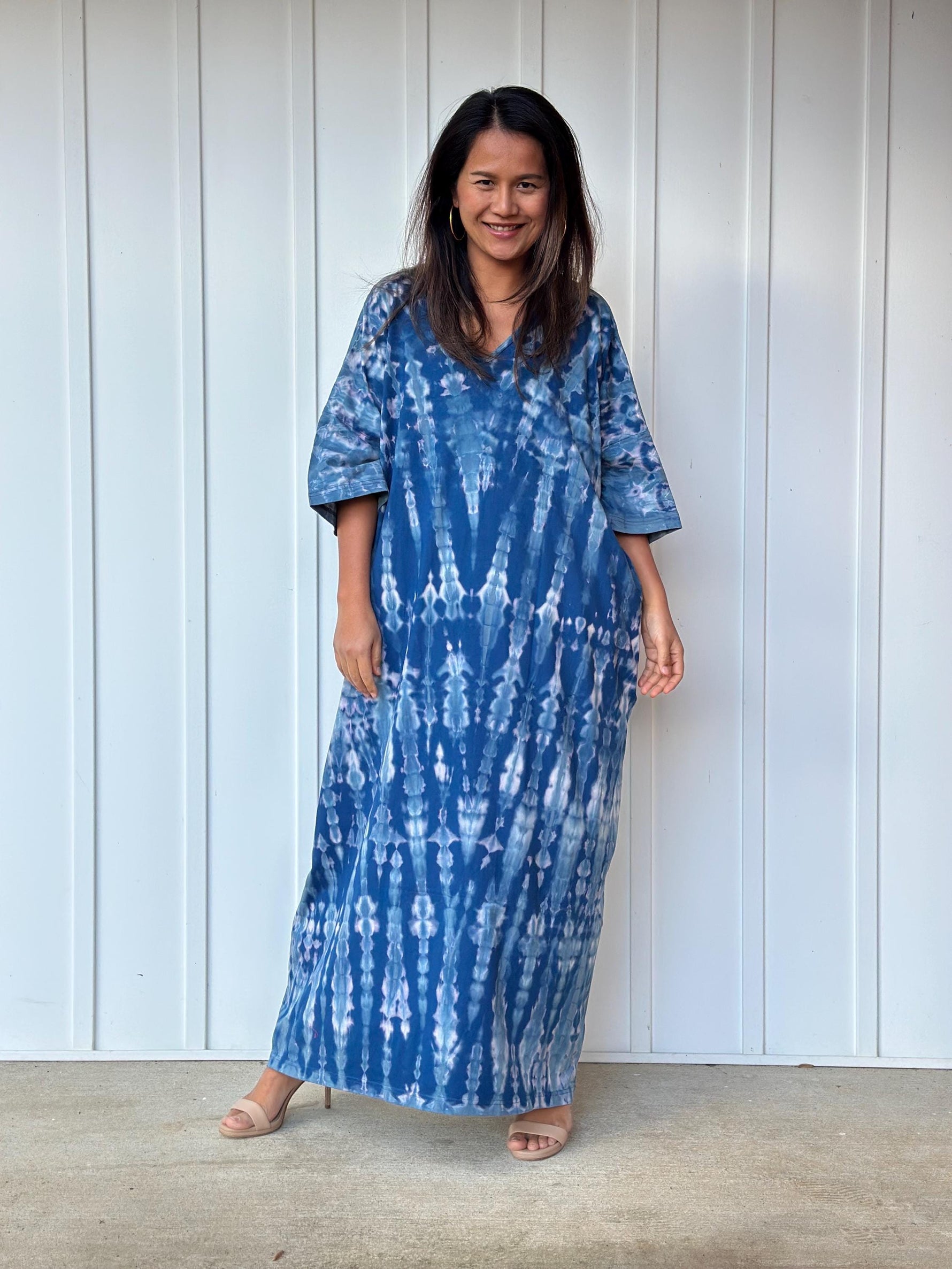 Olivia Blue Tie Dye Kaftan front view
