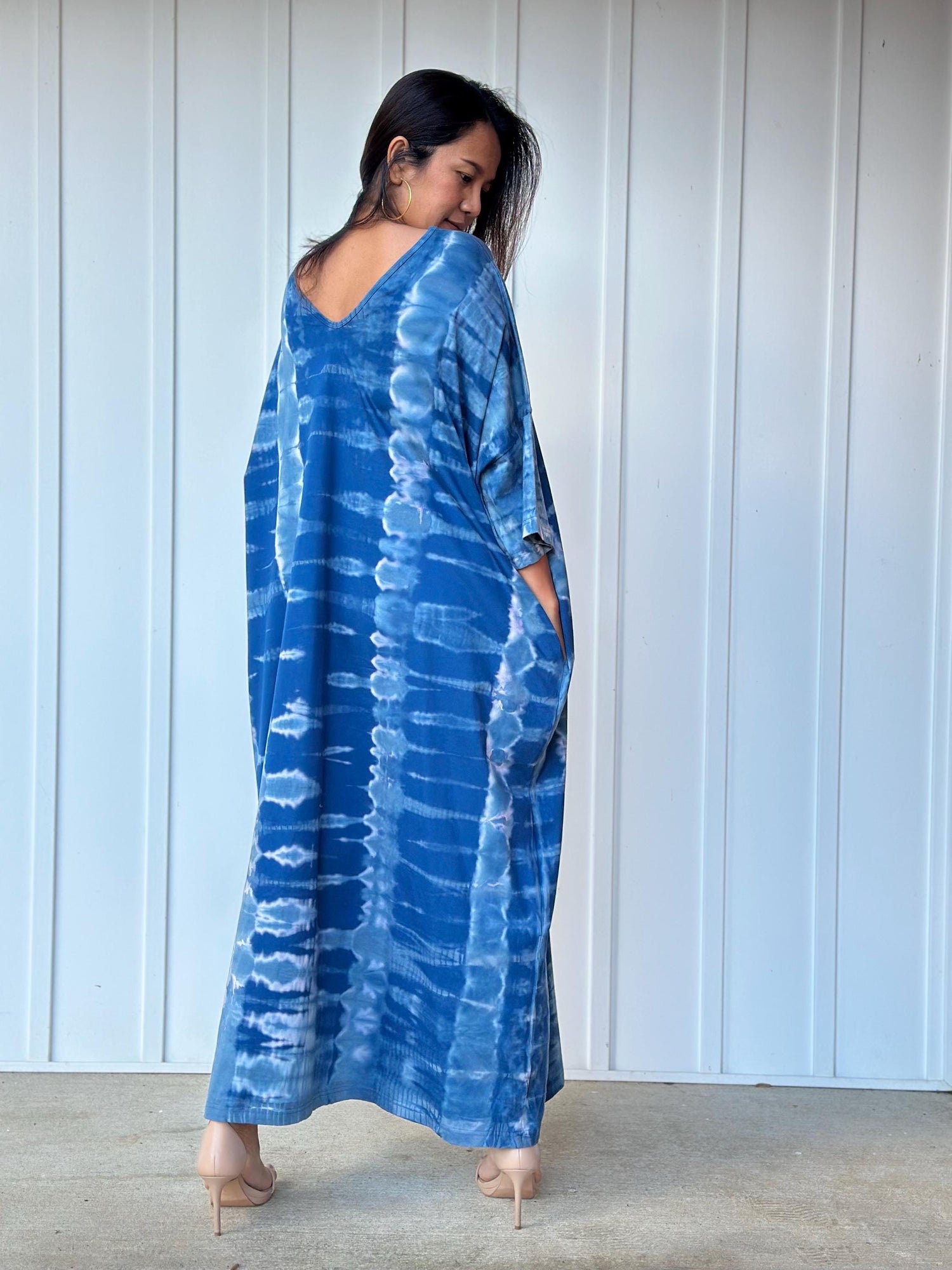 Olivia Cotton Kaftan in Sapphire Tie Dye