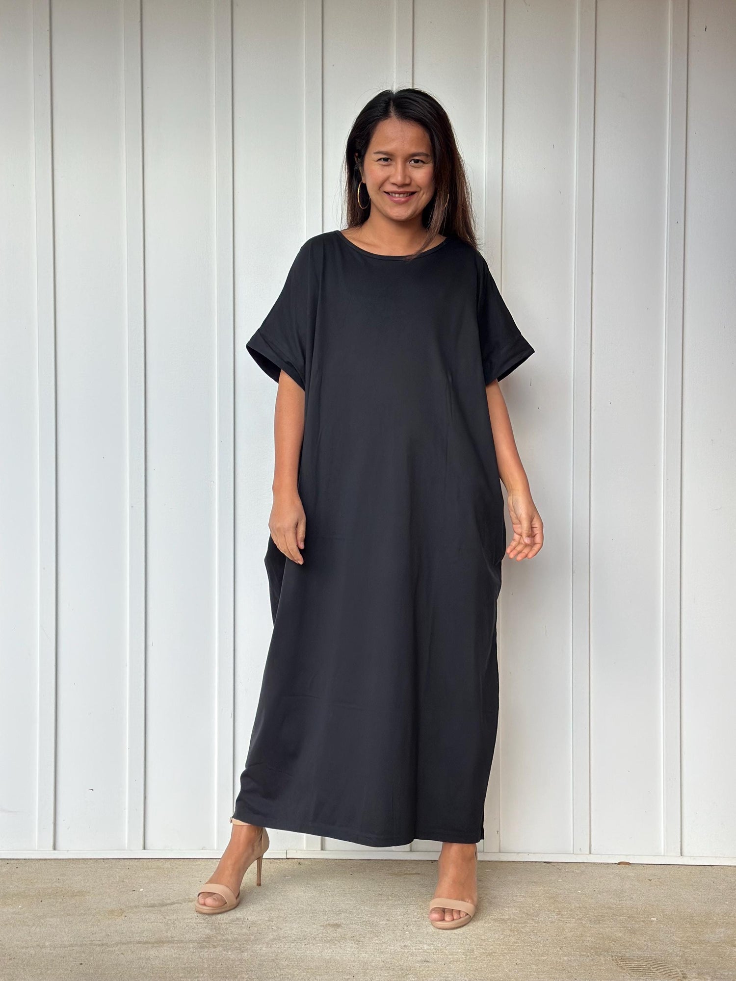 Alice Jersey Cotton Kaftan in Black