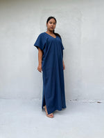 Mala Handworks Daria Hand-Woven Cotton Kaftan in Navy