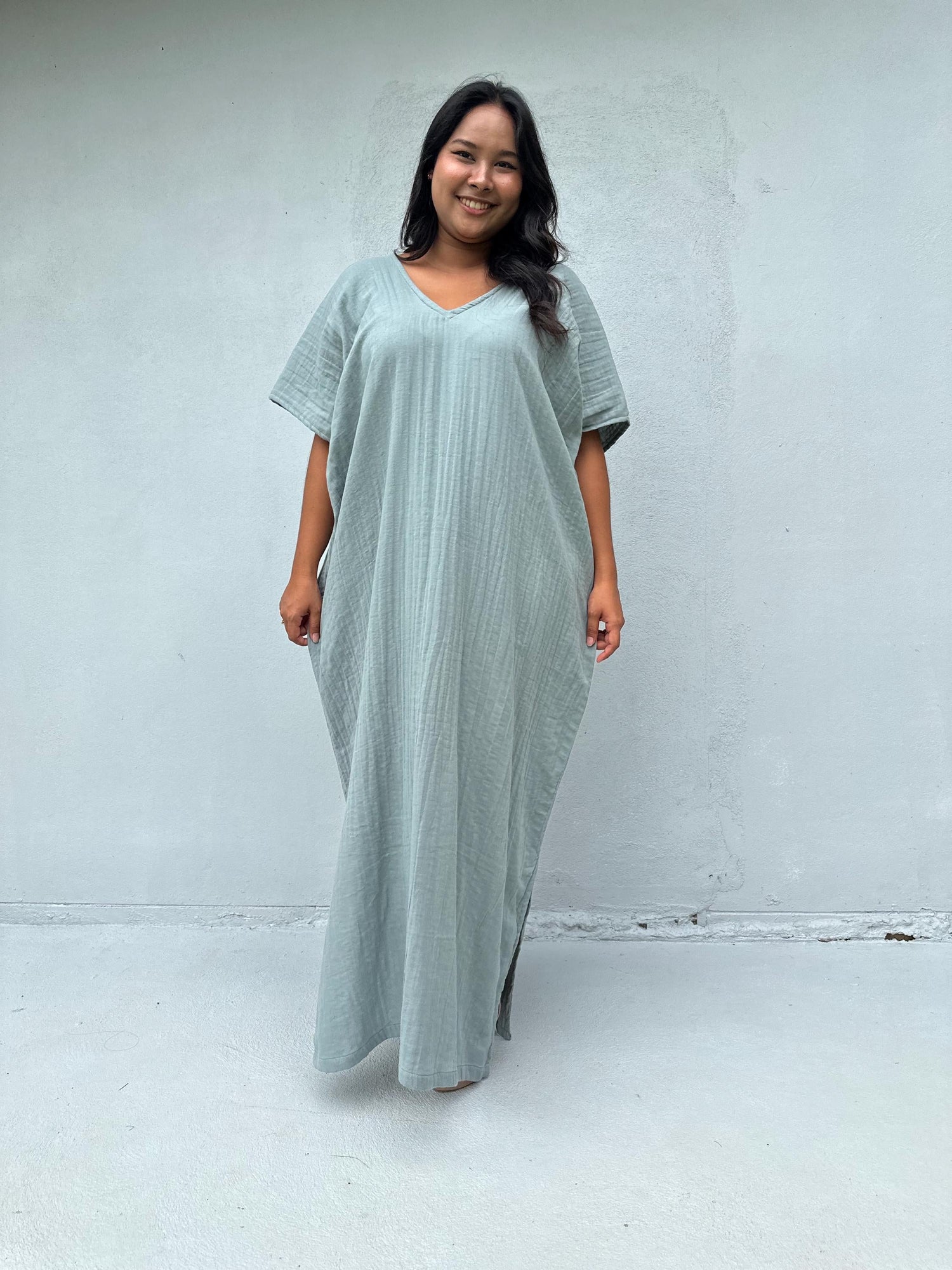 Mala Handworks Daria Cotton Kaftan in Sage