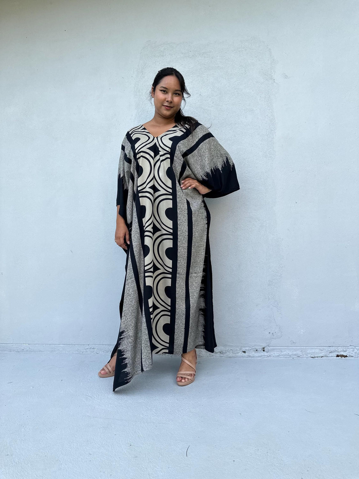 Mala Handworks Luna Crescent Kaftan in Black