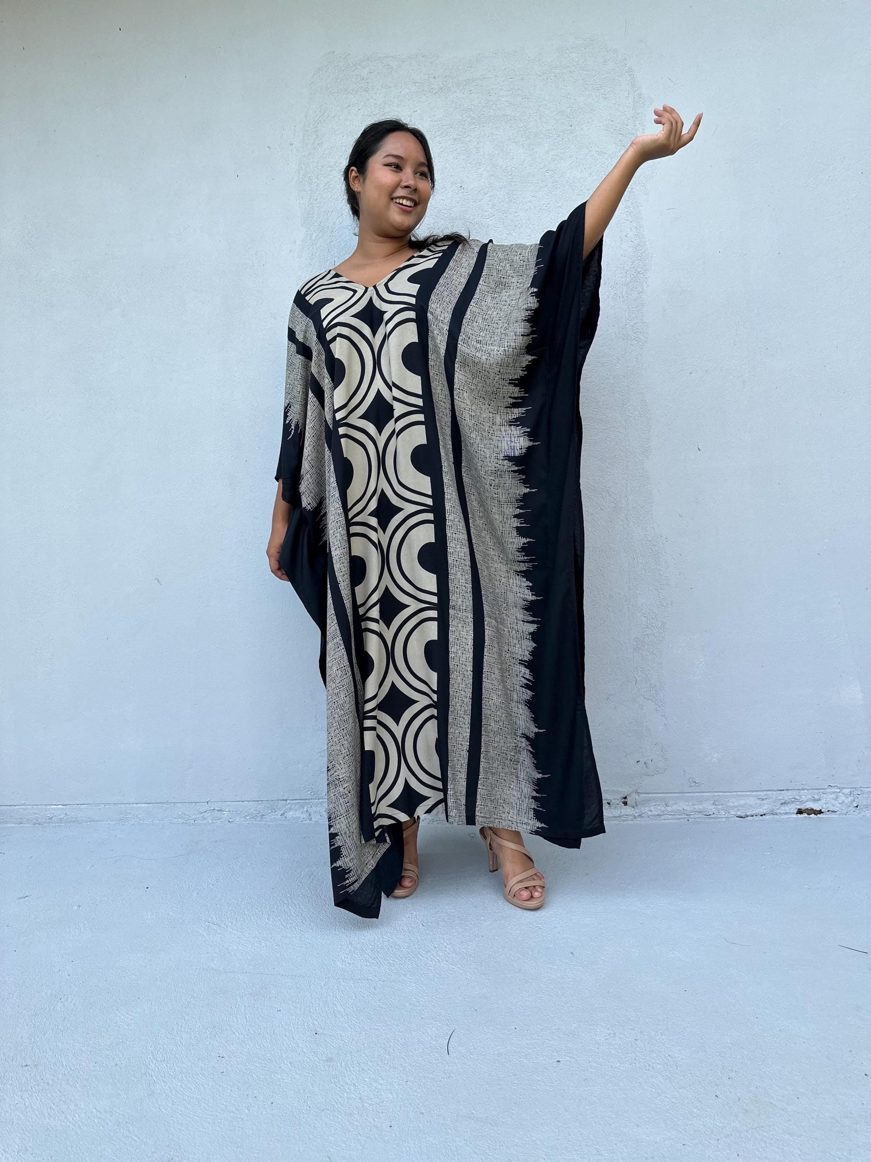 Mala Handworks Luna Crescent Kaftan in Black