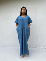 Mala Handworks Daria Hand-Woven Cotton Kaftan in Blue
