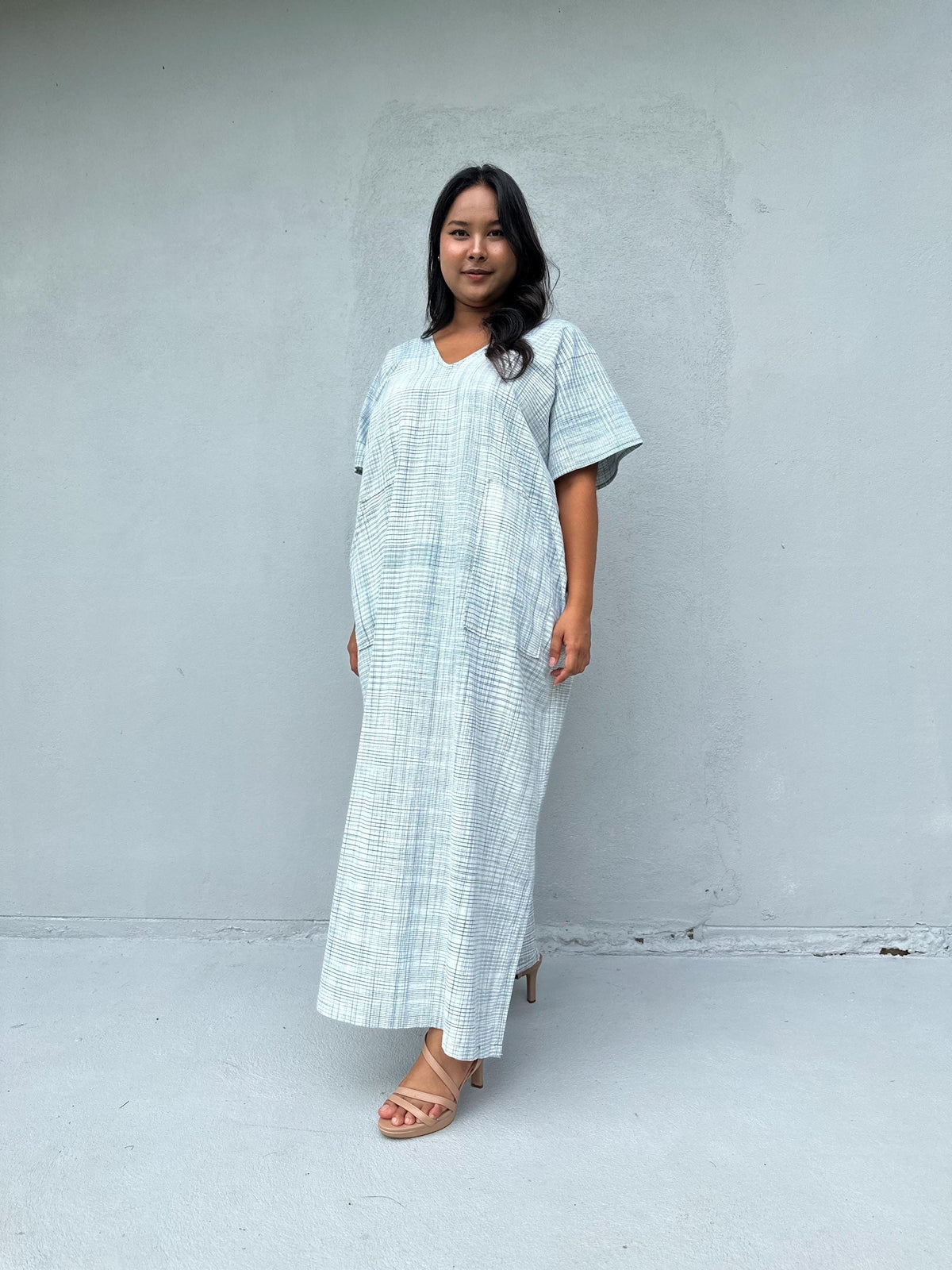 Mala Handworks Daria Hand-Woven Cotton Kaftan in White