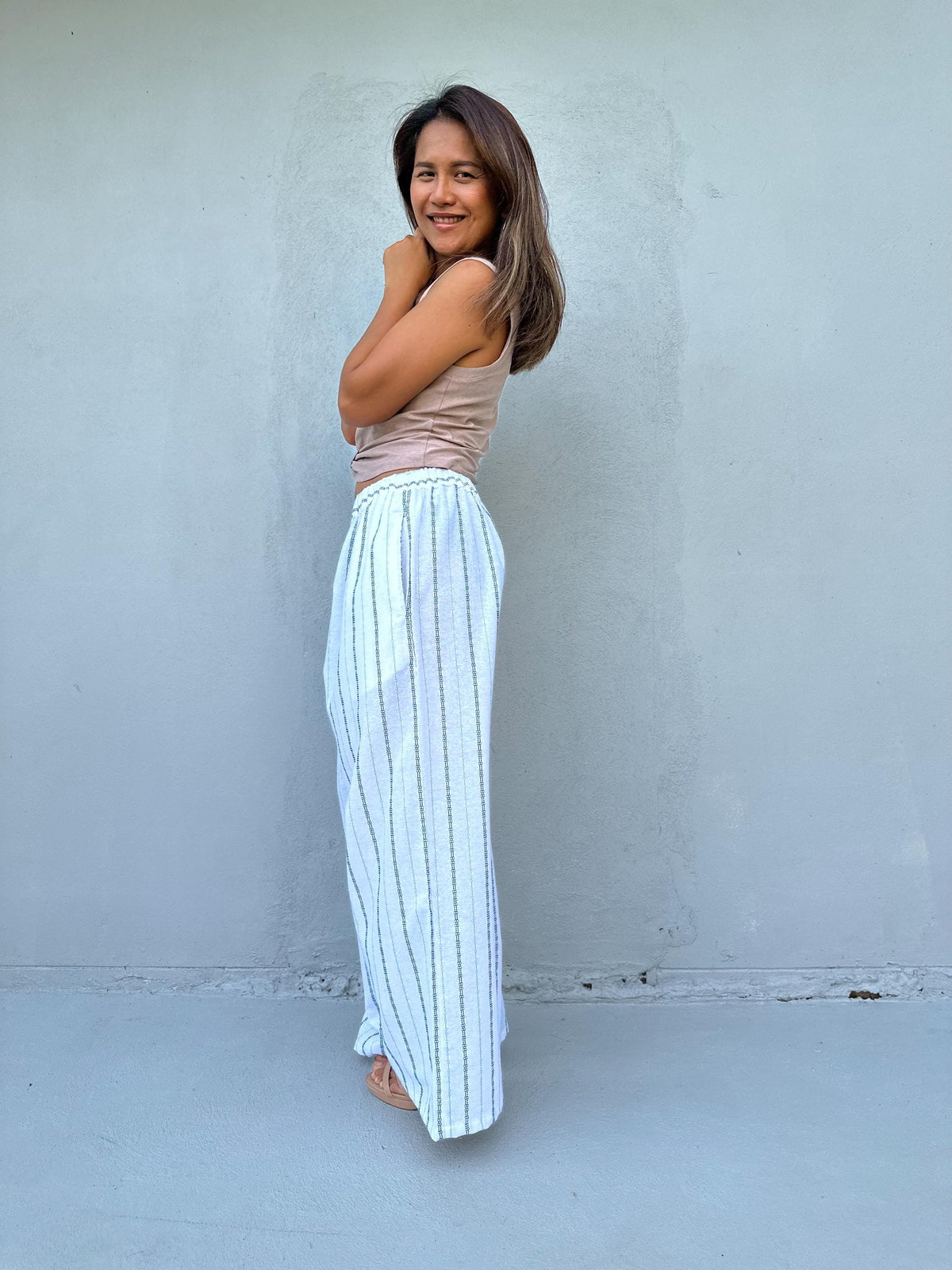 Tala White Striped Pants front view
