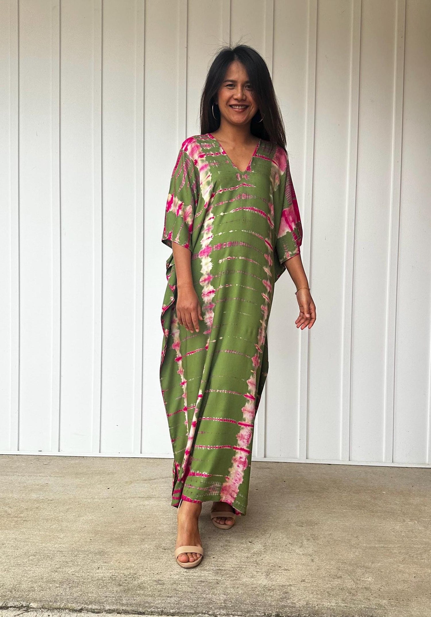 Nora Kaftan in Olive Green Tie Dye
