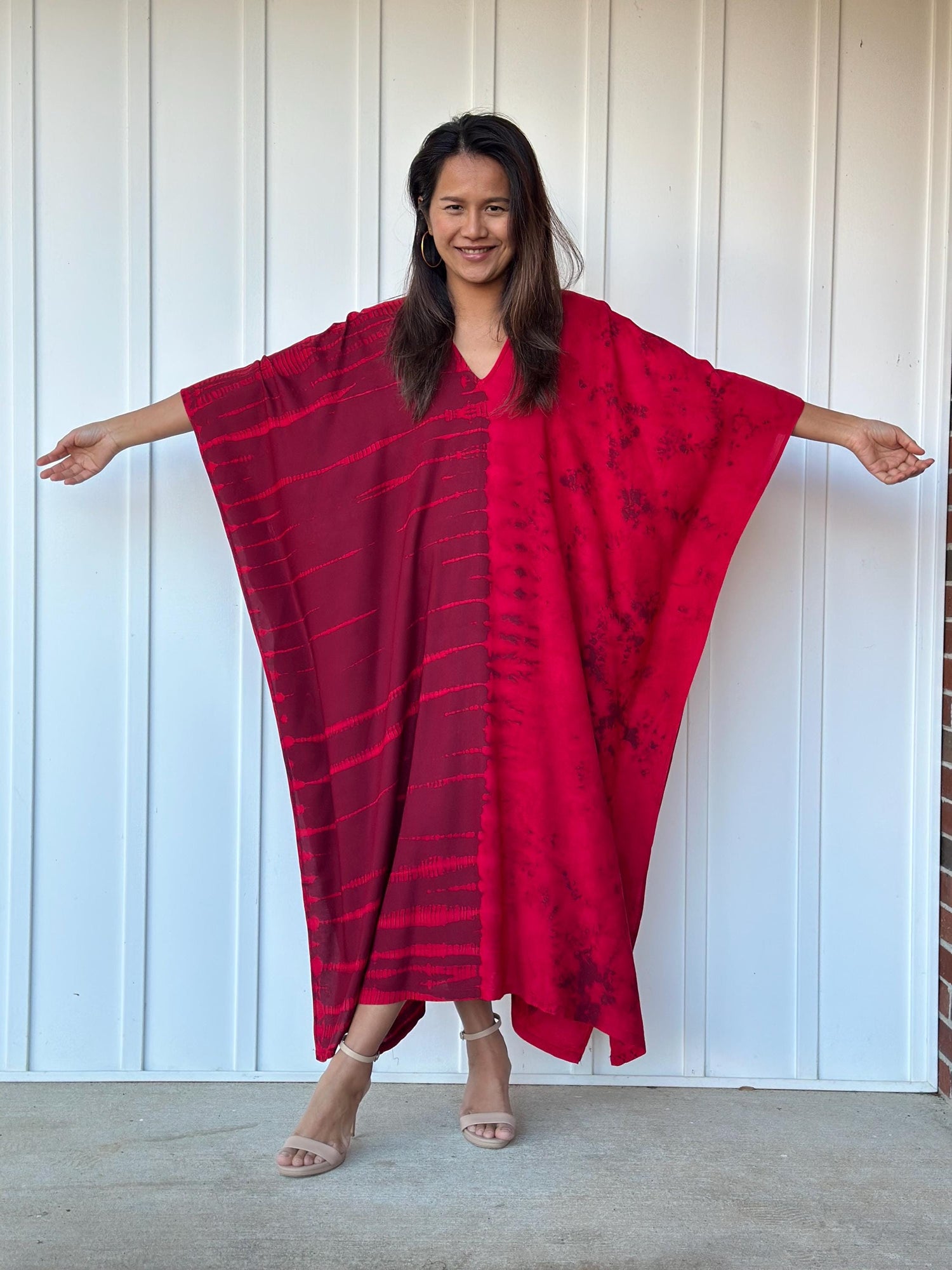 Mala Kaftan in Merlot & Cherry Tie Dye