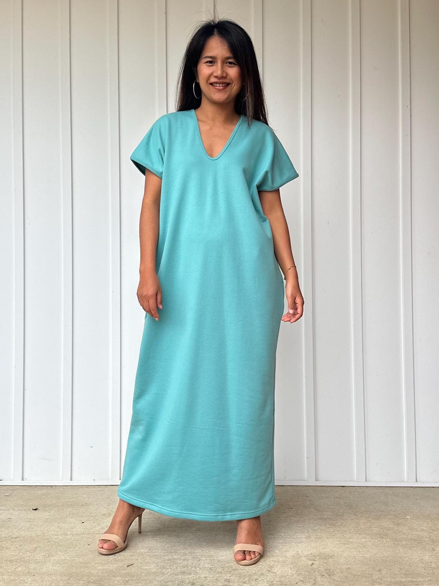 Alisa Petite Cotton Kaftan in Aqua