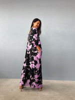 Olivia Black and Purple Tie Dye Kaftan front view
