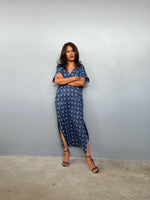 Mala Handworks Callie Petite Cotton Kaftan in Sapphire Chevron