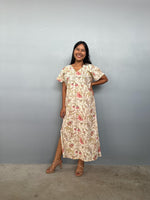 Mala Handworks Callie Petite Cotton Kaftan in Cream Floral