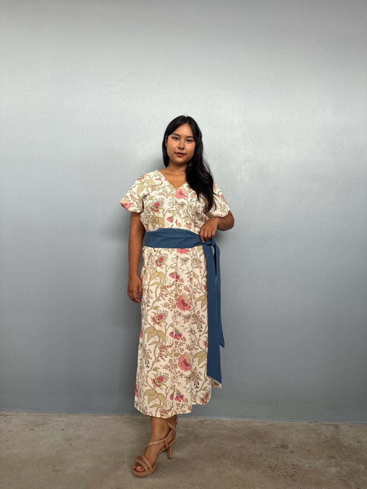 Mala Handworks Callie Petite Cotton Kaftan in Cream Floral