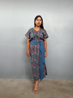 Mala Handworks Callie Petite Cotton Kaftan in Teal Carnation Paisley
