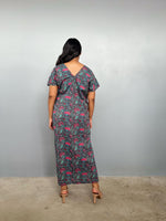Mala Handworks Callie Petite Cotton Kaftan in Teal Carnation Paisley