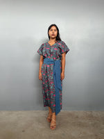 Mala Handworks Callie Petite Cotton Kaftan in Teal Carnation Paisley