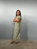 Mala Handworks Callie Petite Cotton Kaftan in Sage Paisley