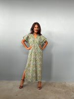 Mala Handworks Callie Petite Cotton Kaftan in Sage Paisley