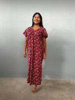 Mala Handworks Callie Petite Cotton Kaftan in Merlot Paisley