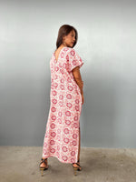 Mala Handworks Callie Petite Cotton Kaftan in Rose Paisley