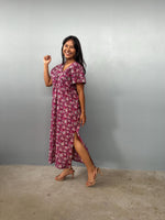 Mala Handworks Callie Petite Cotton Kaftan in Raspberry Paisley