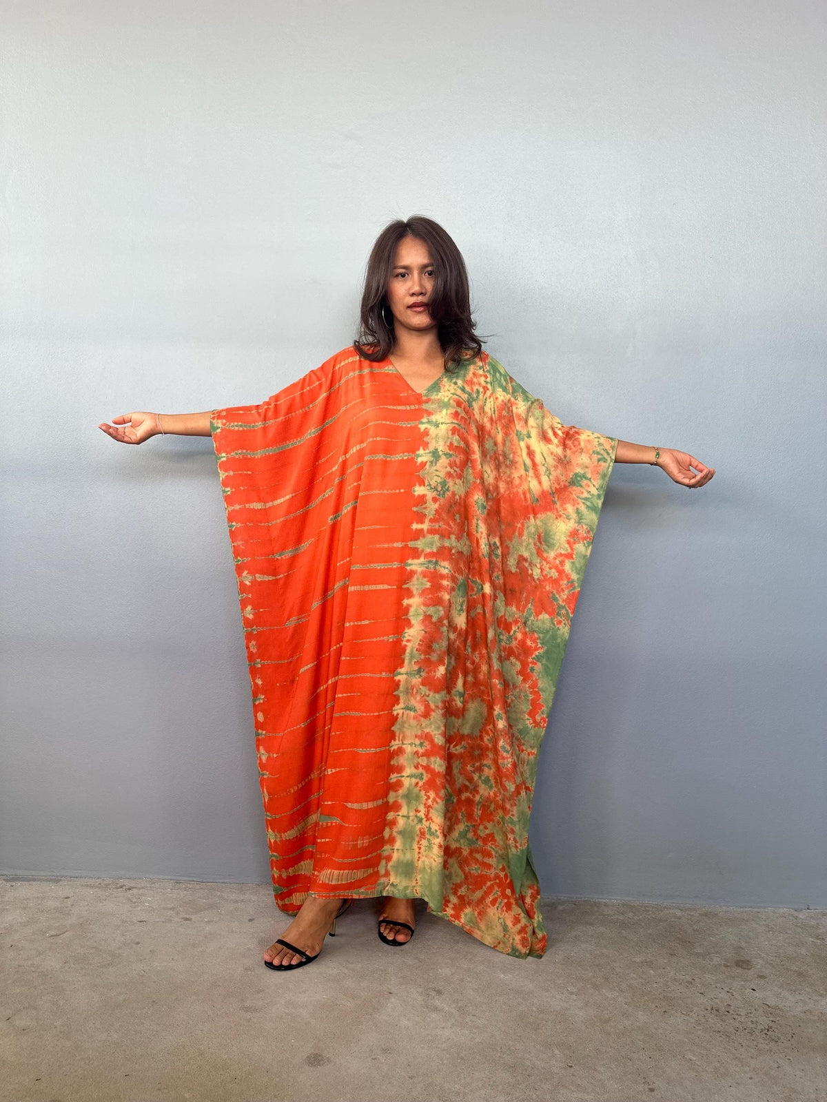 Eva Orange Tie Dye Kaftan front view
