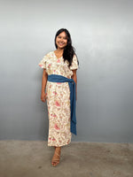 Mala Handworks Callie Petite Cotton Kaftan in Cream Floral