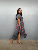 Mala Handworks Callie Petite Cotton Kaftan in Teal Carnation Paisley