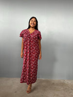 Mala Handworks Callie Petite Cotton Kaftan in Merlot Paisley