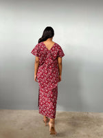 Mala Handworks Callie Petite Cotton Kaftan in Merlot Paisley